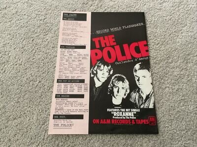 THE POLICE 1979 OUTLANDOS d’ AMOUR FACTS ORIGINAL PRINT PROMO POSTER TYPE AD