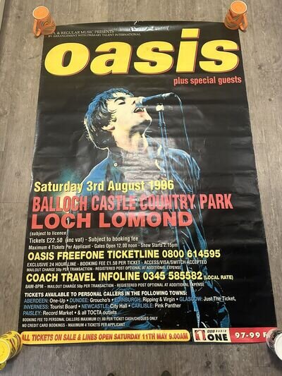 Oasis Loch Lomond 1996 60 Inch X 40 Inch Large Concert Poster Very Rare