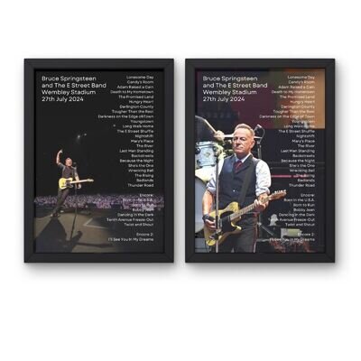 Bruce Springsteen Wembley Setlist Poster 27th July 24 A1-5 Frame Option The Boss