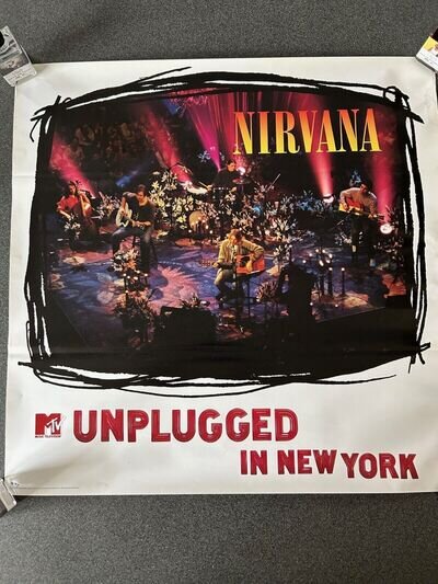 Rare Nirvana Original 94 MTV Unplugged 24" x 24" Geffen Promo Poster Kurt Cobain