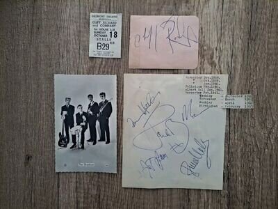 Cliff Richard and The Shadows Autographs and Ticket 1959