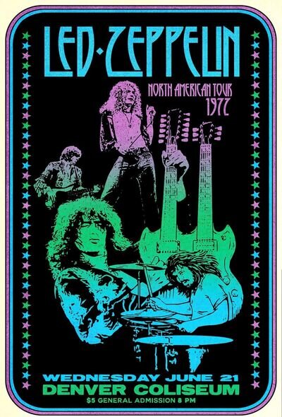 "LED ZEPPELLIN" Iconic Concert Poster Various Sizes