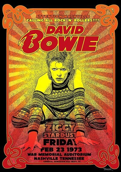 "DAVID BOWIE" Iconic 1973 Nashville Concert Poster Various Sizes