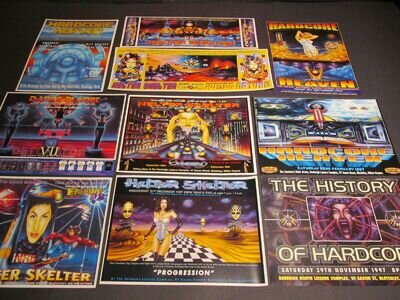 10 PEZ RAVE FLYERS HELTER SKELTER HARDCORE HEAVEN DANCE PLANET NEAR MINT PACK 2