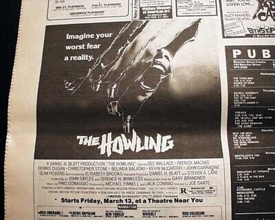 THE HOWLING Horror Film & U2 Irish Rock Band Debut Album 1981 NYC Advertisements