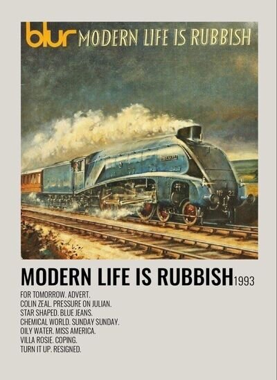 Blur Modern Life Is Rubbish A4 Album Songlist Print Poster..