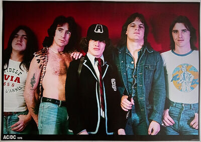 AC/DC Poster 1976 Bon Scott High Voltage / Dirty Deeds Period 33 x 23 Inches