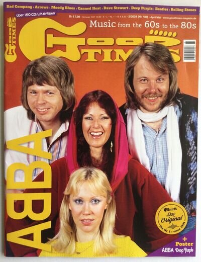 ABBA in German Good Times Magazine 2024 Article & Pin Up *Deep Purple Poster SOS