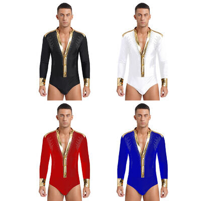 Men Dancewear Ice Skating Leotard Training Bodysuit Competition Romper Salsa