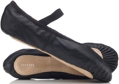 Boys / Mens BLACK Leather Ballet Shoes. Full Sole. Pre Sewn Elastics. All Sizes!