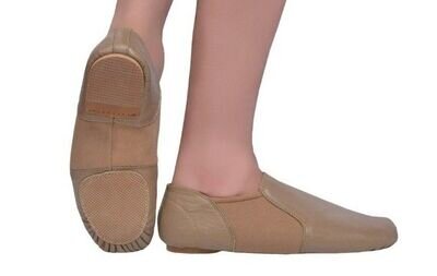 SLIP ON JAZZ DANCE SHOES TAN Leather split leotard sole(see description)UNISEX 3