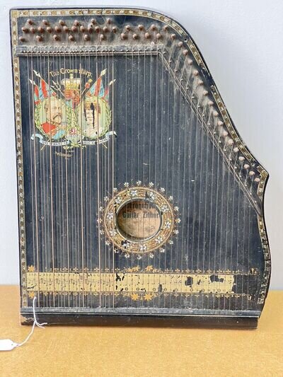 Rare Coronation Guitar Zither Co.The Crown Harp" King Edward VII/Queen Alexandra