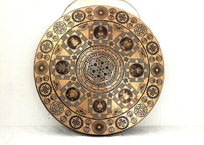 Super Fine Endless-Knot in center & symbols carved Gong Handcrafted Tibetan Gong