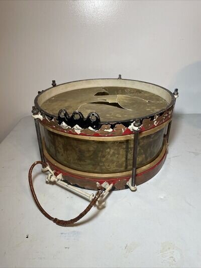 Antique Vintage Snare Drum German WW2 1937 Marching Drum Black & Red Triangles