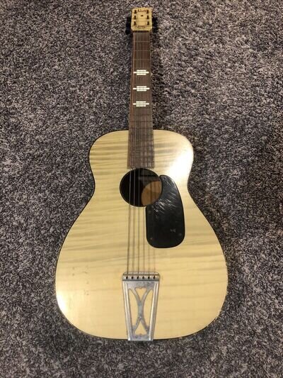 VINTAGE STELLA STEEL REINFORCED NECK ACOUSTIC GUITAR MADE in USA PALE BLONDE