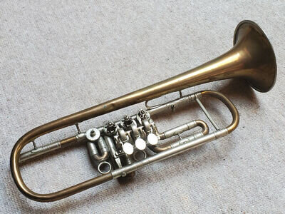 Nice &old trumpet in Bb and ? w. 4 rot. valves