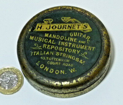 RARE ANTIQUE H. JOURNETS GUITAR MANDOLINE STRINGS TIN 1900 WITH CONTENTS