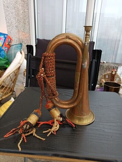 Vintage Brass And Copper Bugle With Tassels