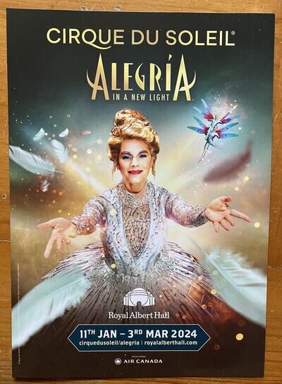 CIRQUE DU SOLEIL Alegria Original Glossy Promo Theatre Flyer RAH London A5/A4