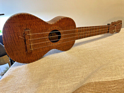 VINTAGE GENUINE P'MICO UKULELE Mahogany Wood (surface Issues) Works Great.