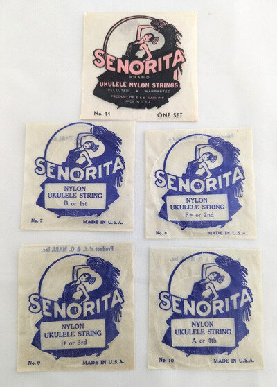 Senorita Ukulele Nylon Strings No. 11 - 1 set of Four Strings NOS Vintage Rare