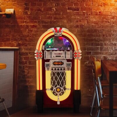 Jukebox Retro Vintage CD Player Machine 1950s Bluetooth LED Lights Free Standing