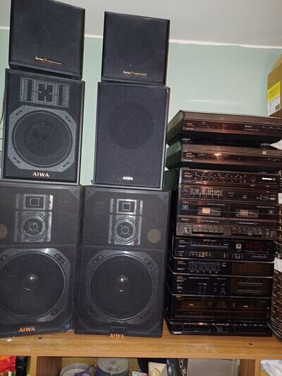 Two (2) Aiwa HI FI Systems. Two (2) Turntables. Six (6) Speakers.COLLECTION ONLY