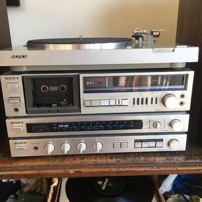 vintage sony stereo system Separates Amp Tuner Cassette And Turntable See Desc