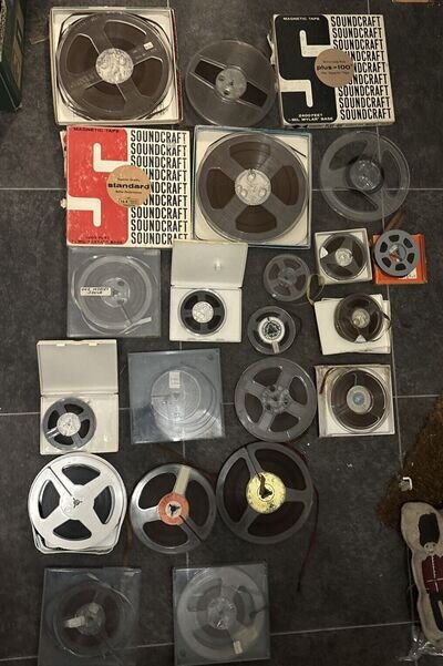 Job Lot Vintage Reel To Reel Magnetic Tapes Soundcraft Basf Etc Mixed Bundle