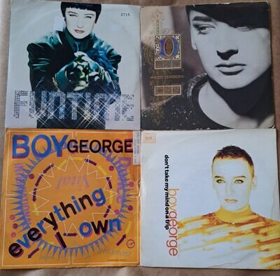 BOY GEORGE 7" VINYL SINGLES X 4 INC. DON'T CRY, DON'T TAKE MY MIND ON A TRIP