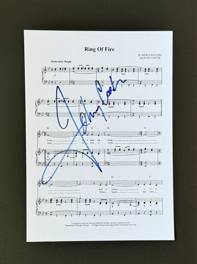 Johnny Cash Ring Of Fire Autographed A4 Sheet Music