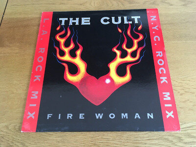 THE CULT Fire Woman (L.A. / N.Y.C. Rock Mix) 12" 1989 VGC+/VGC+ Beggars Banquet