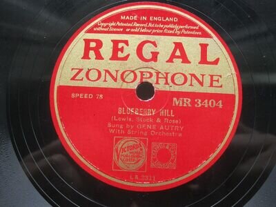 GENE AUTRY 78 RPM BLUEBERRY HILL / SIERRA SUE 1940 UK REGAL ZONOPHONE MR3404