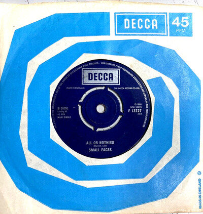 SMALL FACES ''ALL OF NOTHING'' (3 X TRACK EP) DECCA SLEEVE 7" RECORD