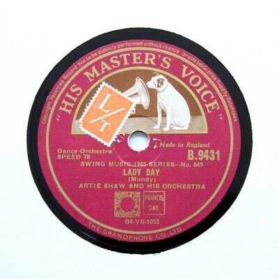 ARTIE SHAW & HIS ORCHESTRA "Lady Day" 1944 (E+) HMV B-9431 [78 RPM]