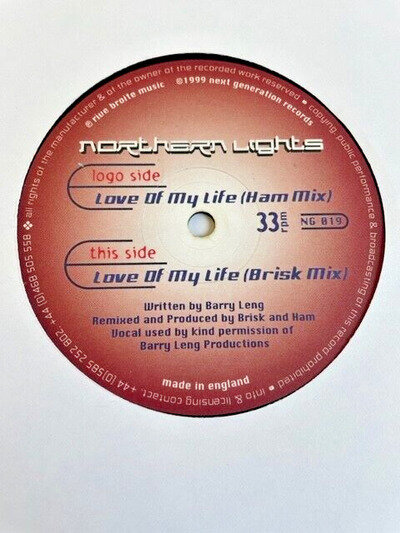 Northern Lights – Love Of My Life 12" Happy Hardcore Vinyl DJ Ham Brisk 1999