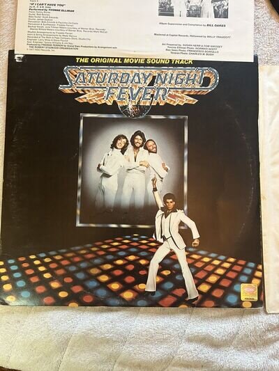 Saturday Night Fever Double LP Vinyl 12 Inch Signed By The Bee Gees Robin Gibb