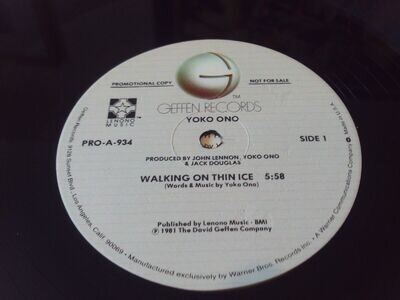 YOKO ONO JOHN LENNON WALKING ON THIN ICE PROMO/DEMO 12 inch 1981 geffen vgc +