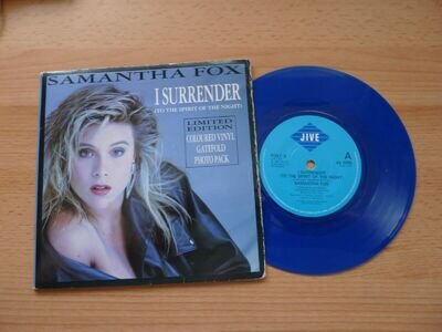 SAMANTHA FOX - I SURRENDER - 7" LTD EDITION BLUE VINYL GATEFOLD SLEEVE PHOTO PAC