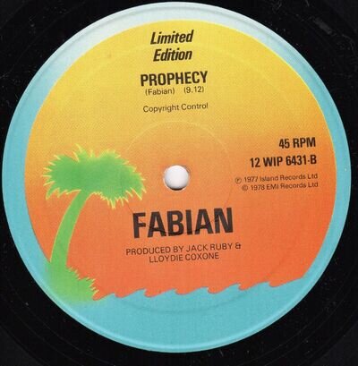 FABIAN - PROPHECY / JIMMY LINDSAY - EASY - LIMITED EDITION 12 INCH 1977 PRESS