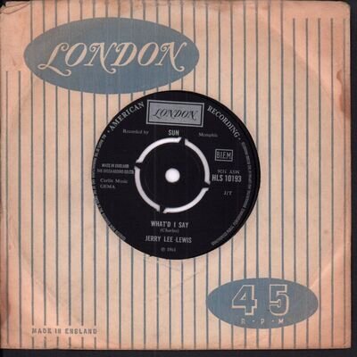 Jerry Lee Lewis What'd I Say 7" vinyl UK London 1968 4 prong label design in