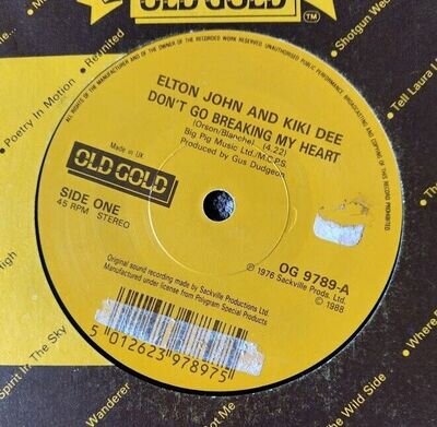 Elton John & Kiki Dee (don't go breaking my heart) 7 inch vinyl single -OLD GOLD