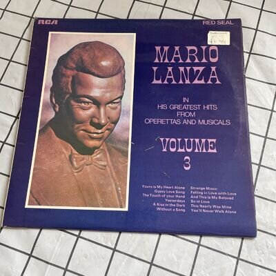 Mario Lanza In His Greatest Hits From Operettas And Musicals Volume 3 LP Vinyl