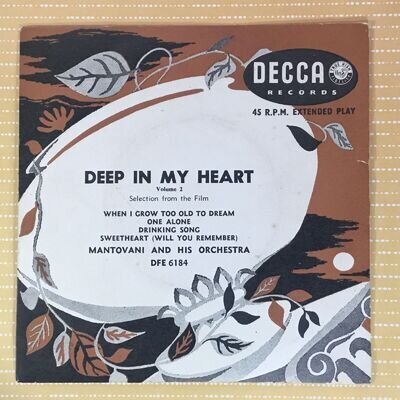 Mantovani Deep In My Heart EP Decca DFE6184 VG/EX 1955 picture sleeve, Deep In M