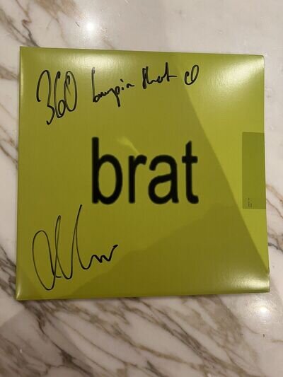 Charli XCX - BRAT SIGNED Clear Pink Splattered VINYL LP w/ HANDWRITTEN LYRIC