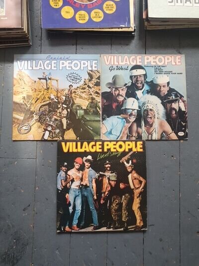 Bundle Of 3 Vintage VILLAGE PEOPLE 33 speed Vinyl LP Records - Cruisin' Go West