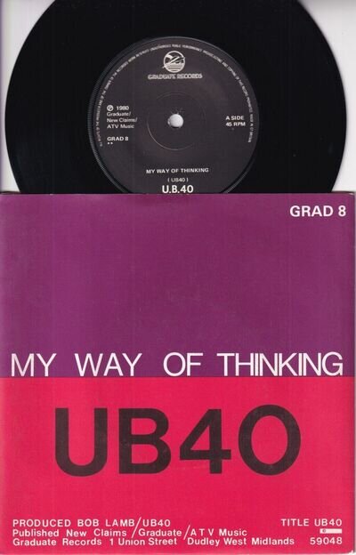 80s Pop Reggae UB40 my way of thinking 1980 UK 7" Vinyl 45 Mint