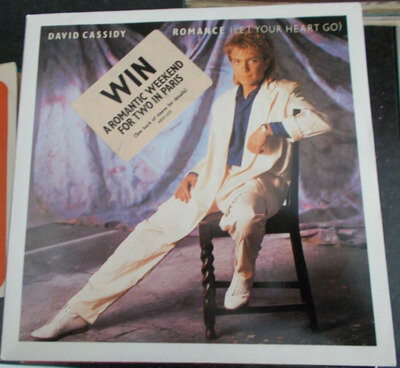 DAVID CASSIDY - ROMANCE - 1985 ARISTA 7" SICKERED COMPETITION PRINTED SLEEVE