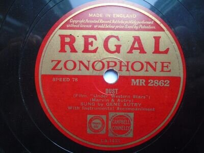 Gene Autry Dust 78 Regal Zonophone MR2862 EX 1950s Dust/The Old Trail