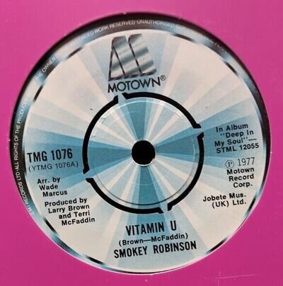 Smokey Robinson (Vitamin U) 7 inch vinyl single - Motown - 1977